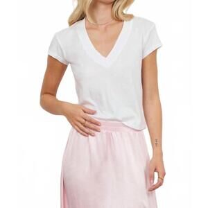 NEW LA RELAXED suri organic deep v tee in white